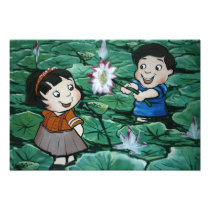 Taiwanese children in lily pond photo art