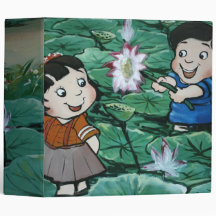 Taiwanese children in lily pond vinyl binders