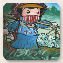 Taiwanese girl in lily pond coasters