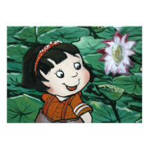 Taiwanese girl in lily pond personalized announcements