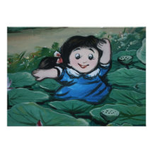 Taiwanese girl in lily pond personalized invites