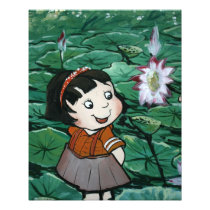 Taiwanese girl in lily pond photo