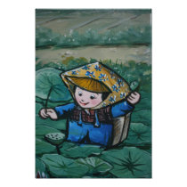 Taiwanese girl in lily pond photo art