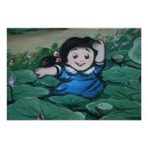 Taiwanese girl in lily pond photo