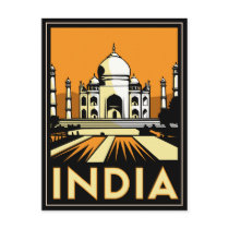 taj mahal india art deco retro poster post card