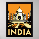 taj mahal india art deco retro travel vintage posters