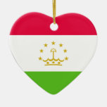 Tajikistan Flag Heart Christmas Tree Ornaments