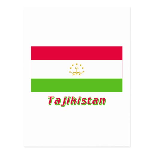 Tajikistan Flag with Name Post Cards