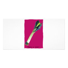 take a leek hot pink personalized photo card