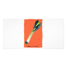 take a leek orange custom photo card