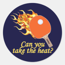 Take the Heat Flaming Ping Pong Round Sticker