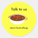 Talk to us about food allergy round sticker