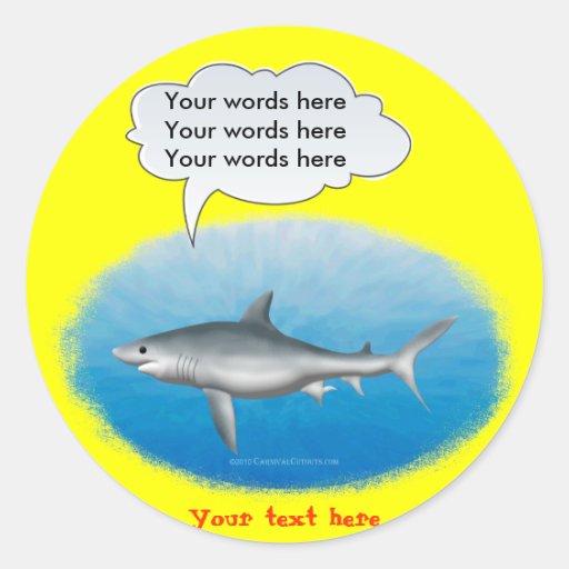 Talking Shark Template Round Stickers