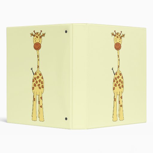 Tall Cute Giraffe. Cartoon Animal. 3 Ring Binders