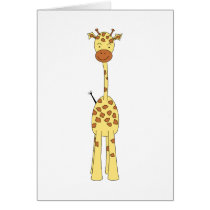 Tall Cute Giraffe. Cartoon Animal. Cards