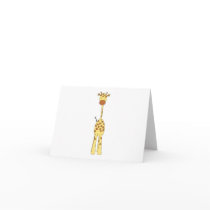 Tall Cute Giraffe. Cartoon Animal. Greeting Card
