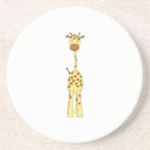 Tall Cute Giraffe. Cartoon Animal. Coasters