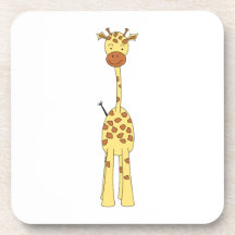 Tall Cute Giraffe. Cartoon Animal. Beverage Coasters