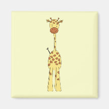 Tall Cute Giraffe. Cartoon Animal. Fridge Magnet
