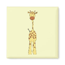Tall Cute Giraffe. Cartoon Animal. Fridge Magnet