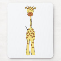 Tall Cute Giraffe. Cartoon Animal. Mouse Pads