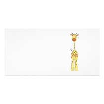 Tall Cute Giraffe. Cartoon Animal. Photo Cards