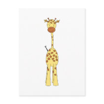 Tall Cute Giraffe. Cartoon Animal. Postcards