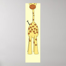 Tall Cute Giraffe. Cartoon Animal. Poster