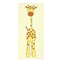 Tall Cute Giraffe. Cartoon Animal. Rack Card Template