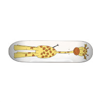 Tall Cute Giraffe. Cartoon Animal. Skate Board