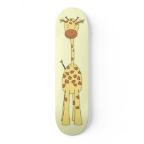 Tall Cute Giraffe. Cartoon Animal. Custom Skateboard