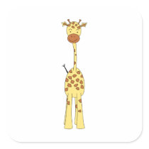 Tall Cute Giraffe. Cartoon Animal. Sticker