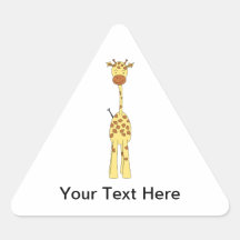 Tall Cute Giraffe. Cartoon Animal. Triangle Sticker