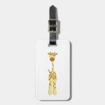 Tall Cute Giraffe. Cartoon Animal. Travel Bag Tag