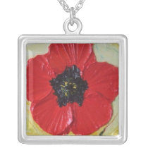 Tall Red Poppies II Necklace