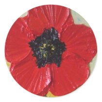 Tall Red Poppy II Round Sticker