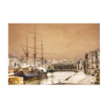 TALL SHIPS IN OILS  AT CHARLESTOWN CORNWALL CANVAS STRETCHED CANVAS PRINTS
