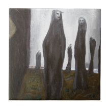 Tall Soldiers (black and white surrealism) Ceramic Tiles