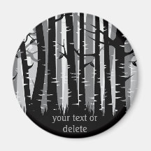 Tall Trees forest -  grey - on dark Refrigerator Magnet