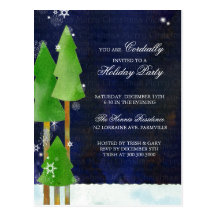 Tall Winter Trees Holiday Bash Invitation Postcard