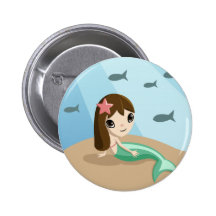Tallulah the Mermaid Button