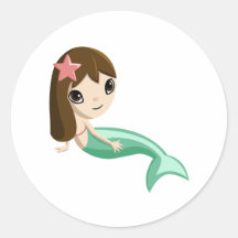 Tallulah the Mermaid Round Stickers