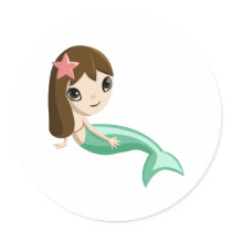 Tallulah the Mermaid Round Stickers