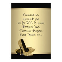 Talons hauts noirs RSVP d'or Cartons D'invitation