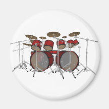 Tambours : Kit de tambour rouge : modèle 3D : Magnets Pour Réfrigérateur