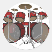 Tambours : Kit de tambour rouge : modèle 3D : Autocollant Rond
