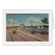 Tampa, FL - View of Bayshore Blvd, Bridge Greeting Card