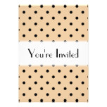 Tan and Black Polka Dot Pattern. Personalized Invites
