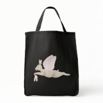 Tan Angel Rabbit With Pink Wings Tote Bags
