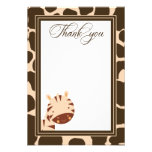 Tan + brown zebra boys thank you flat card personalized invitation